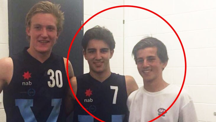 JoshNickDaicosv5.jpg Josh Daicos (middle) with brother Nick, following an U18 champs game in 2016 - AFL,Collingwood Magpies,Josh Daicos,Draft